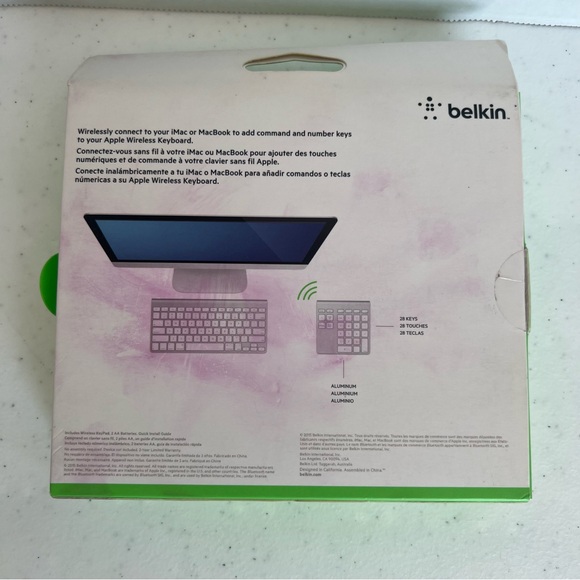 Belkin wireless keypad for apple Bluetooth number keys. Tested working - Picture 2 of 9